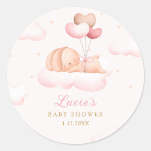 Cute Watercolor Bunny Balloon Boho Baby Shower Classic Round Sticker