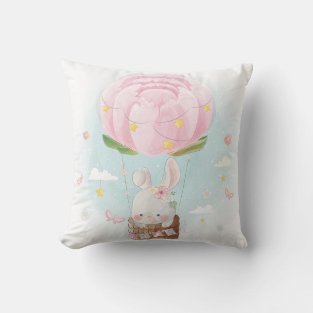Cute Watercolor Bunny Cushion (Front)