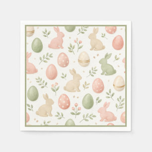 Cute Watercolor Bunny Floral Easter Brunch Napkin