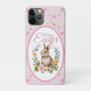 Cute Watercolor Bunny Floral Wreath Easter iPhone 11 Pro Case