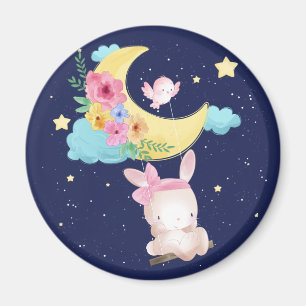 Cute Watercolor Bunny Magnet