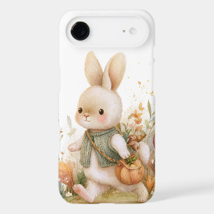 Cute Watercolor Bunny Pumpkin Harvest