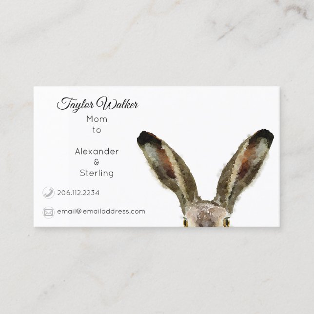 Cute Watercolor Bunny Rabbit Mummy Card (Front)