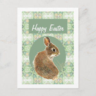Cute Watercolor Bunny Rabbit Soft Pastel Colour Holiday Postcard