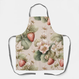 Cute Watercolor Bunny with Strawberries Apron