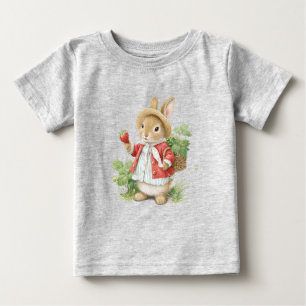 Cute Watercolor Bunny with Strawberries Baby T-Shirt