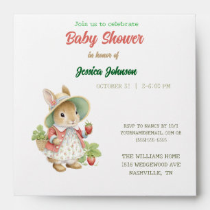 Cute Watercolor Bunny with Strawberries Envelope