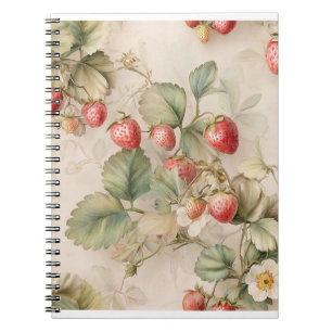 Cute Watercolor Bunny with Strawberries Notebook