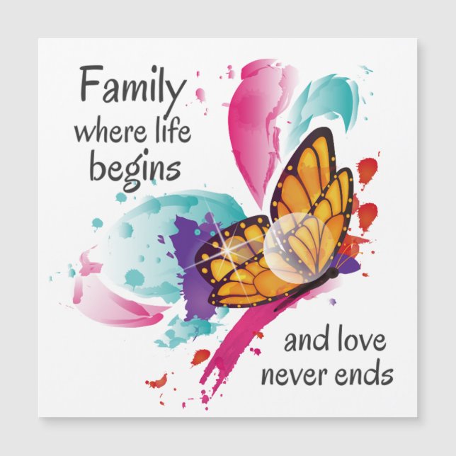Cute Watercolor Butterfly Family Life Quote (Front)