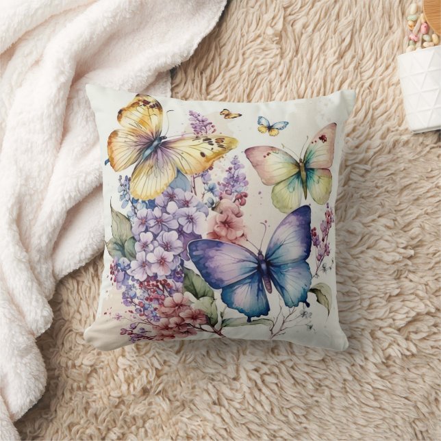 cute watercolor butterfly lovers  cushion (Blanket)