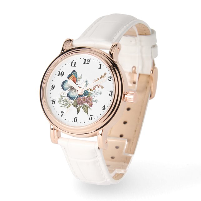 Cute watercolor butterfly lovers watch (Angle)
