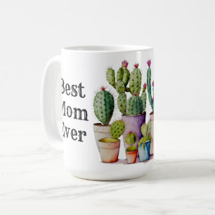 Cute watercolor cacti cactus succulents Best Mum  Coffee Mug