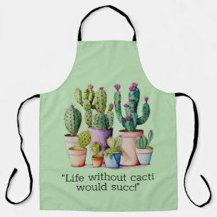 Cute watercolor cacti cactus succulents in pots apron