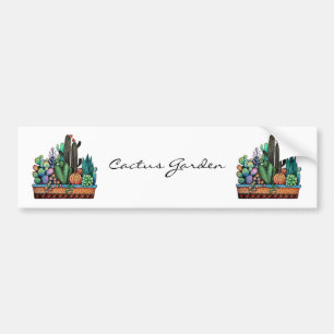 Cute Watercolor Cactus Garden In Pot Bumper Sticker