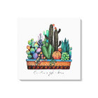 Cute Watercolor Cactus Garden In Pot