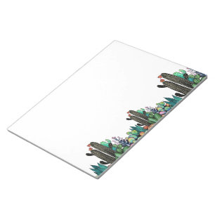 Cute Watercolor Cactus Garden In Pot Notepad