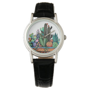 Cute Watercolor Cactus Garden In Pot Watch