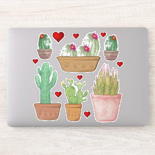 Cute Watercolor Cactus in Clay Pots Vinyl
