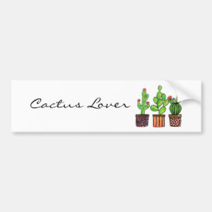 Cute Watercolor Cactus In Pots Bumper Sticker