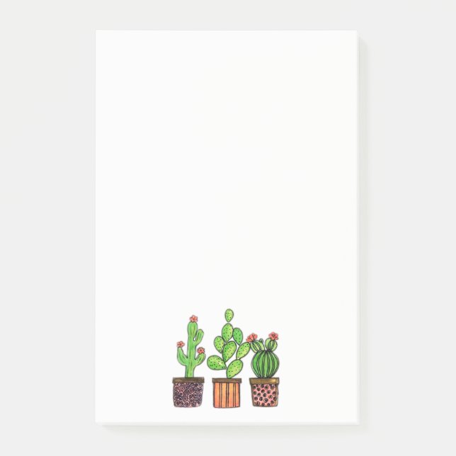 Cute Watercolor Cactus In Pots Post-it Notes (Front)