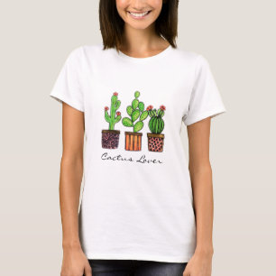 Cute Watercolor Cactus In Pots T-Shirt