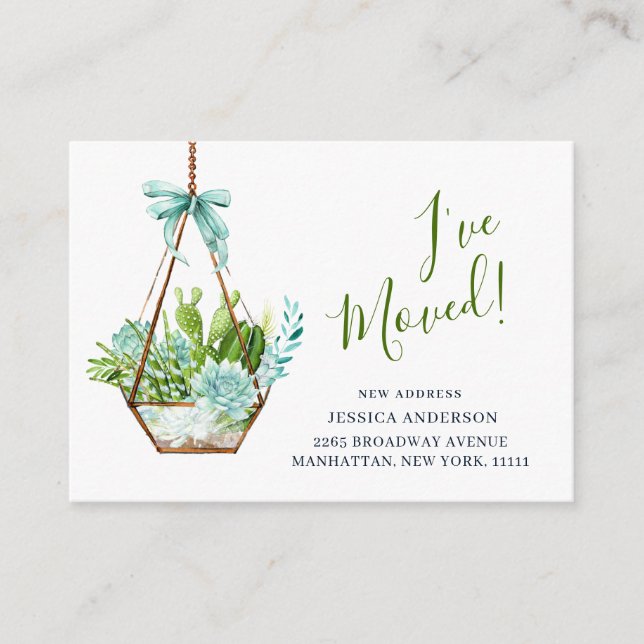 Cute Watercolor Cactus Moving Announcement (Front)