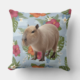 Cute Watercolor Capybara Animal Illustration Cushion
