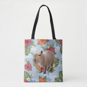 Cute Watercolor Capybara Animal Illustration Tote Bag