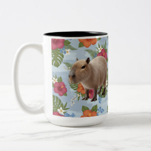 Cute Watercolor Capybara Animal Illustration Two-Tone Coffee Mug