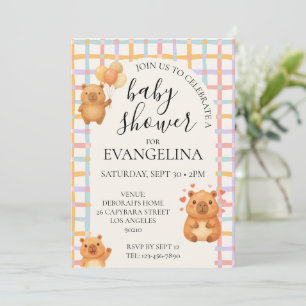 Cute Watercolor Capybara Capy Baby Shower Invitation