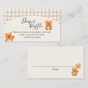 Cute Watercolor Capybara Capy Diaper Raffle Card