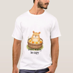 Cute Watercolor Capybara in Hot Tub with Oranges & T-Shirt
