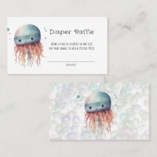 Cute Watercolor Cartoon Jellyfish Diaper Raffle Business Card