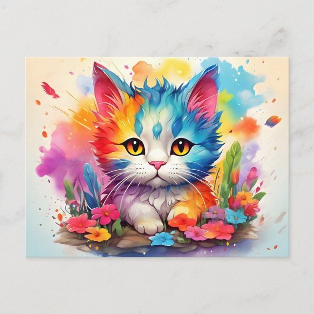 Cute Watercolor Cat # 9 Postcard (Front)