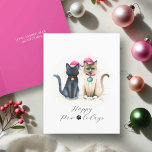 Cute Watercolor Cat Christmas Cards<br><div class="desc">Send joy and laughter this holiday season with these cat Christmas cards, featuring a festive watercolor design of Samantha the black cat and Maxwell the Siamese cat. Dressed in Santa hats with holiday baubles on their collars, these kitties make the perfect pair for a cute xmas card full of charm...</div>