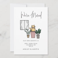Cute Watercolor Cat Fun We've Moved New Home