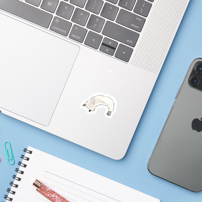 Cute Watercolor Cat Illustration (Laptop w/ iPhone)