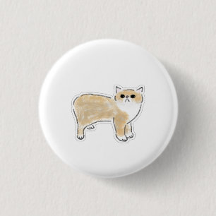 Cute Watercolor Cat Illustration 3 Cm Round Badge