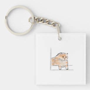 Cute Watercolor Cat Illustration Key Ring