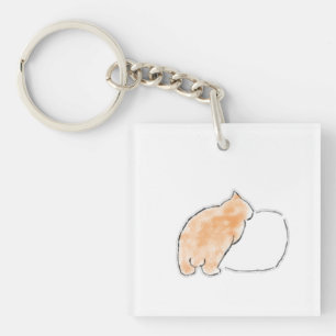 Cute Watercolor Cat Illustration Key Ring