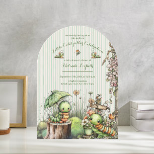 Cute Watercolor Caterpillar Garden Baby Shower Invitation