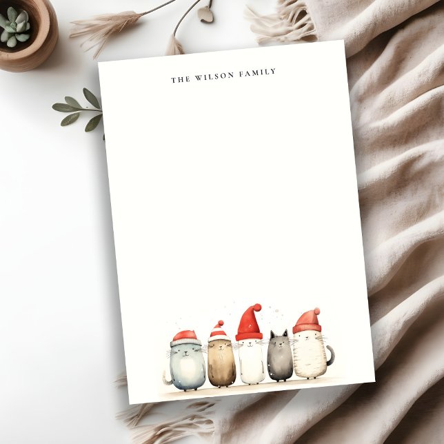 Cute Watercolor Cats Furry and Bright Christmas Card (Creator Uploaded)