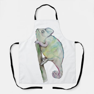 Cute watercolor chameleon apron