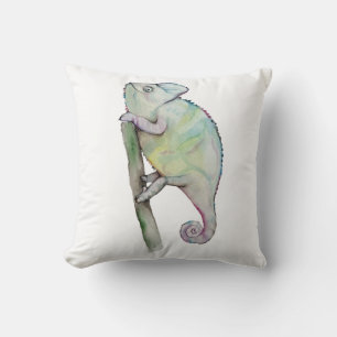 Cute watercolor chameleon cushion