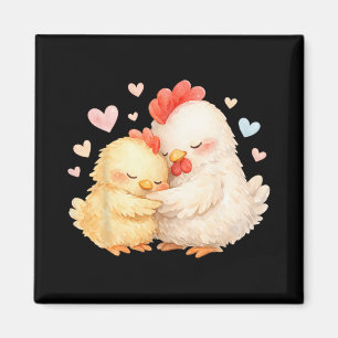 Cute Watercolor Chicken Gently Hugging _1 Magnet
