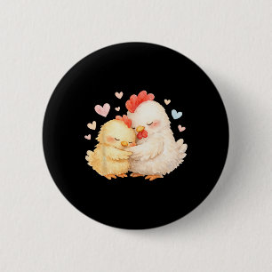 Cute Watercolor Chicken Gently Hugging 6 Cm Round Badge