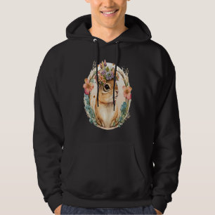 Cute Watercolor Chipmunk Flower Crown Floral Roden Hoodie