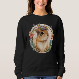 Cute Watercolor Chipmunk Flower Crown Floral Roden Sweatshirt