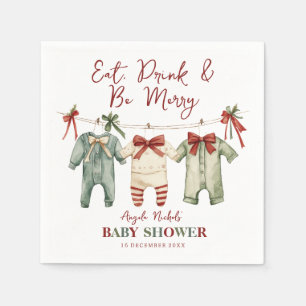 Cute Watercolor Christmas Holiday Baby Shower Napkin