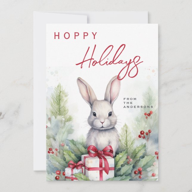 Cute Watercolor Christmas  Holiday Card (Front)